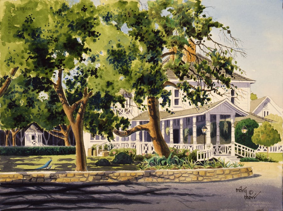 UT Campus from the LBJ Library watercolor print