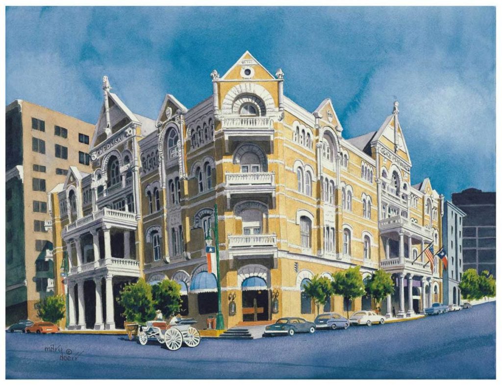 The Driskill Hotel, Downtown Austin - Watercolor Painting